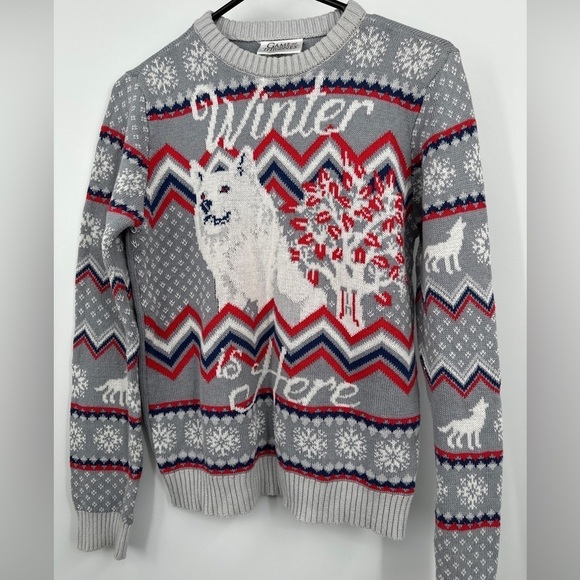 Game of Thrones Wolf Ugly Christmas Sweater Sz M - Holiday Festive - Picture 1 of 3